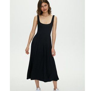 Aritzia Wilfred Assonance Small Black Rayon Jersey Scoop Neck Tank Midi Dress
